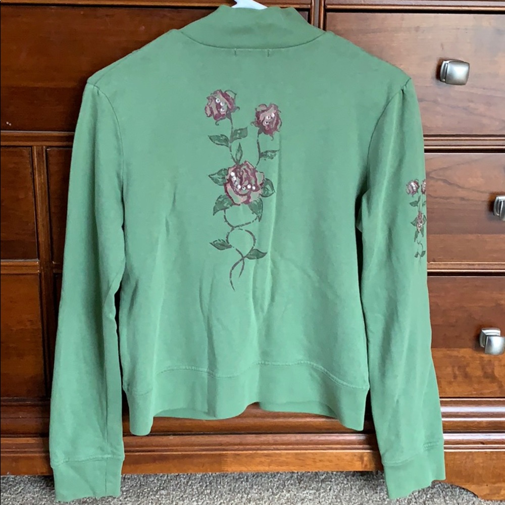 2 for $20.  F21 vintage inspired green zip up sweatshi…